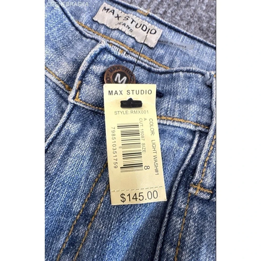 Max Studio Women's Light Wash Flare Jeans Vintage Y2K NWT Patch Pockets Sz 8